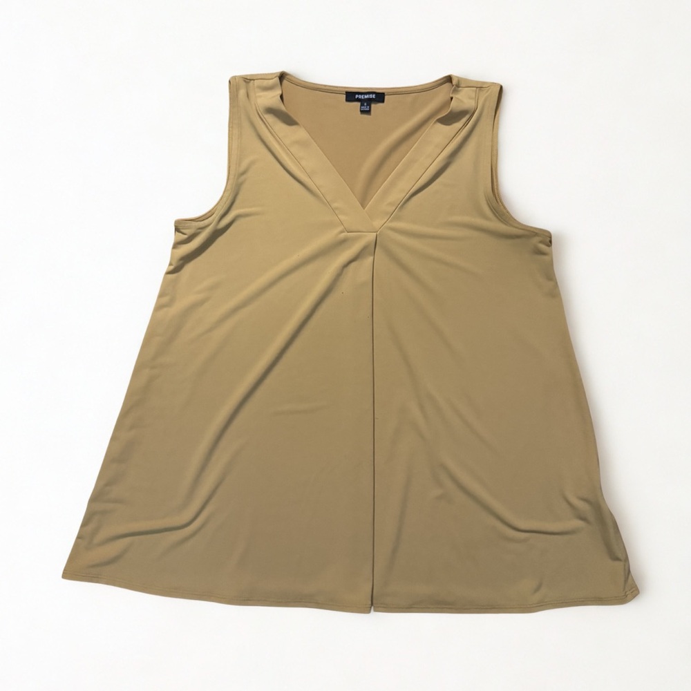 Women’s Premise Brand Sleeveless V-Neck Blouse Yellow Size Small